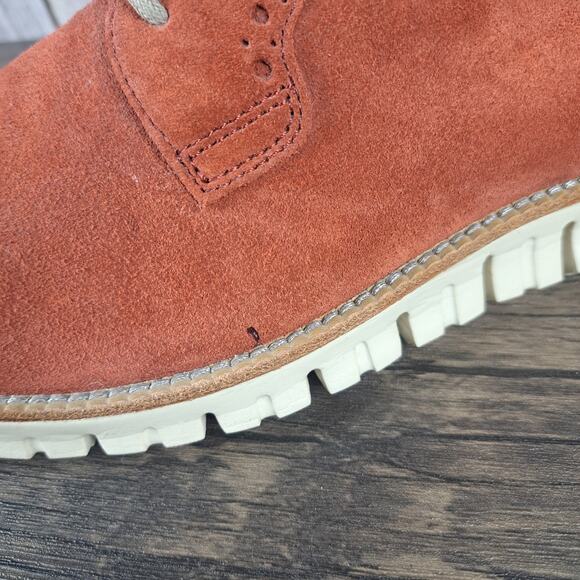 Cole Haan ZeroGrand Plain Oxford Sneakers Red Orange Suede Shoes Mens 9.5 M